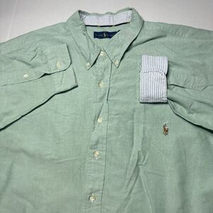 Ralph Lauren Shirt Men Green Cuff Button Down Long Sleeve Pony Size 3XB